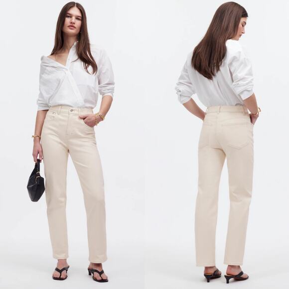Madewell Cream Straight Leg Jeans, 29T - Picture 1 of 10